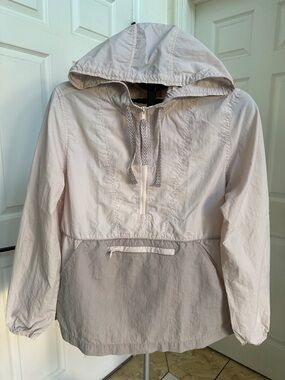 Two-Tone Blushed Pink Quarter-Zip Hooded Anorak Windbreaker Jacket in Size M